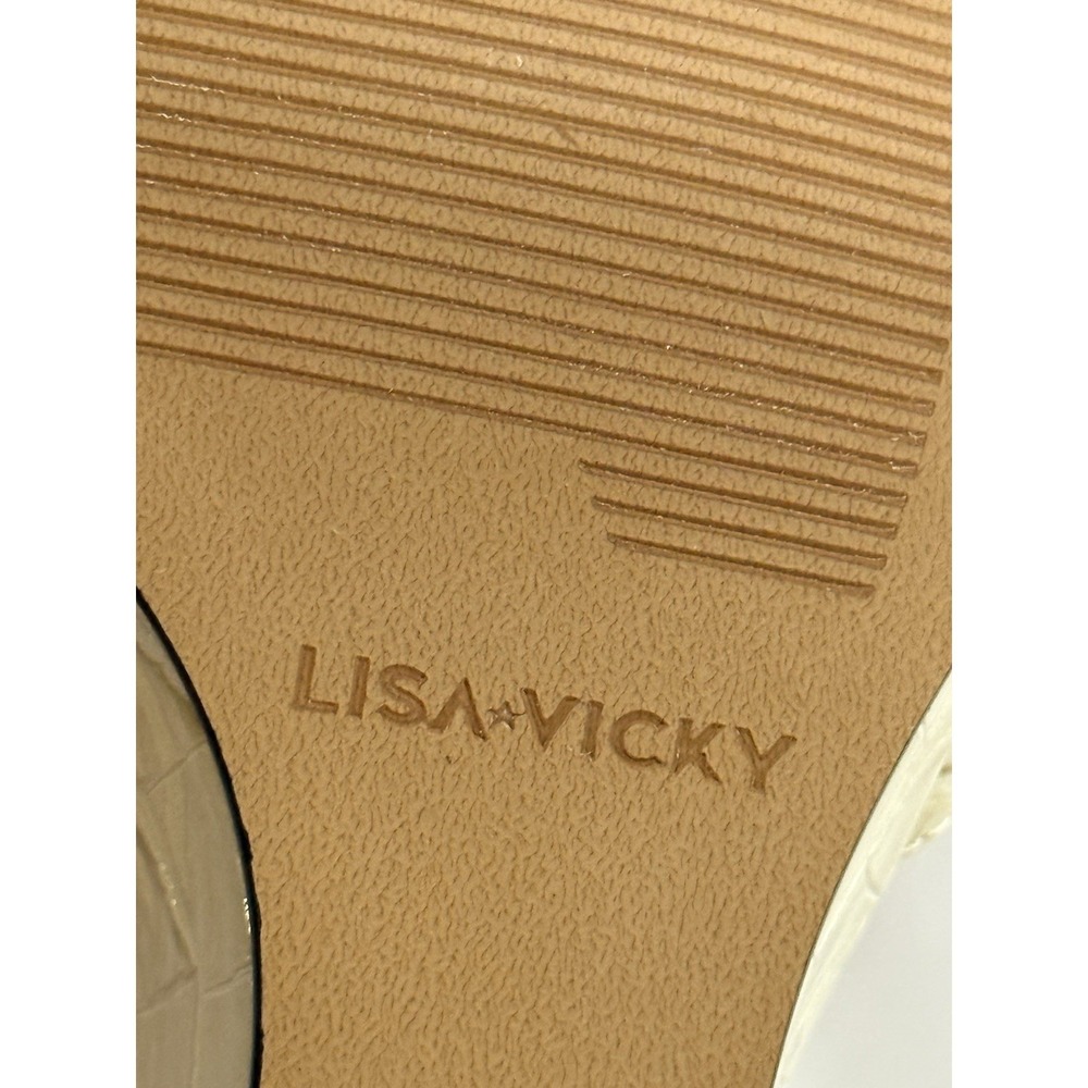 Lisa Vicky Adore-V Croco Wedge Sandals Womens 8.5 M Cream Corcodile Croco - Picture 11 of 16